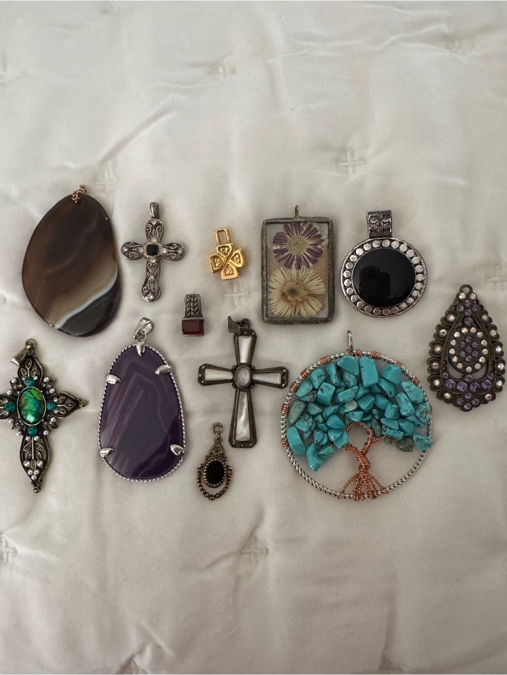 Turquoise Tree of Life and Assorted Pendant Collection - Blue, Purple, Brown